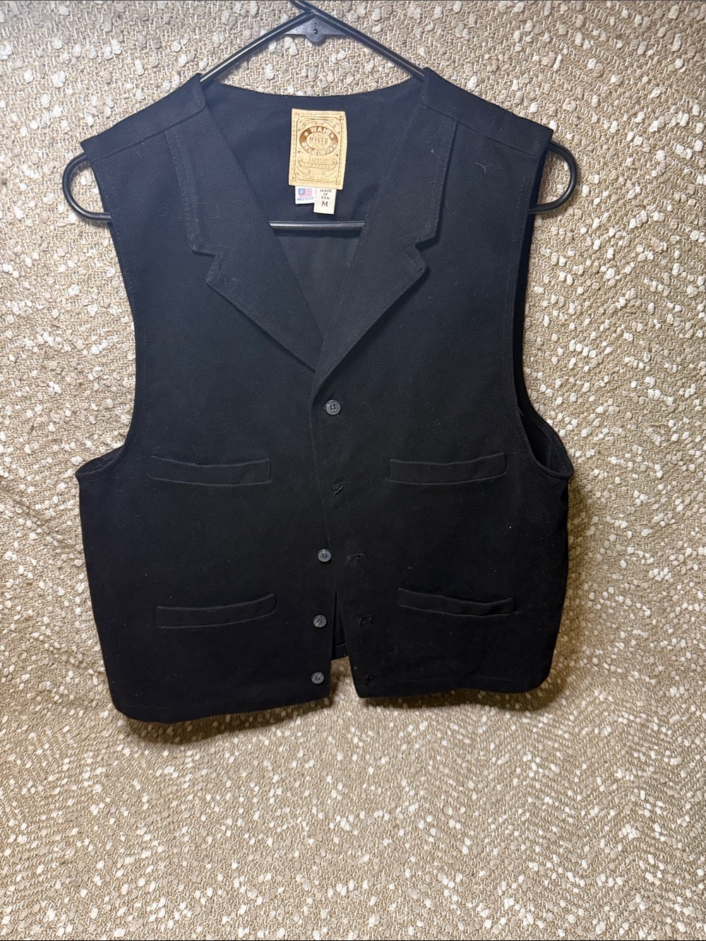 Men's Black Tailored Vest with Notch Lapel